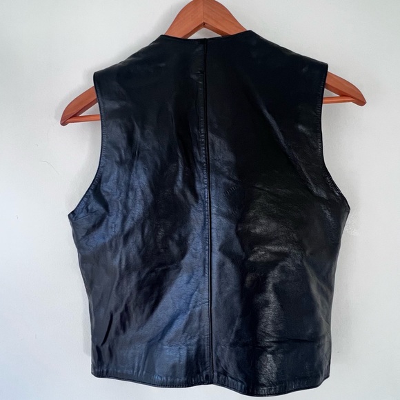 VTG HarleyDavidson "An American Legend" Women's Small Black Leather Vest CA03402 - Picture 4 of 14